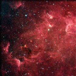 スピッツァー望遠鏡の赤外線のみで撮影した北アメリカ星雲周辺